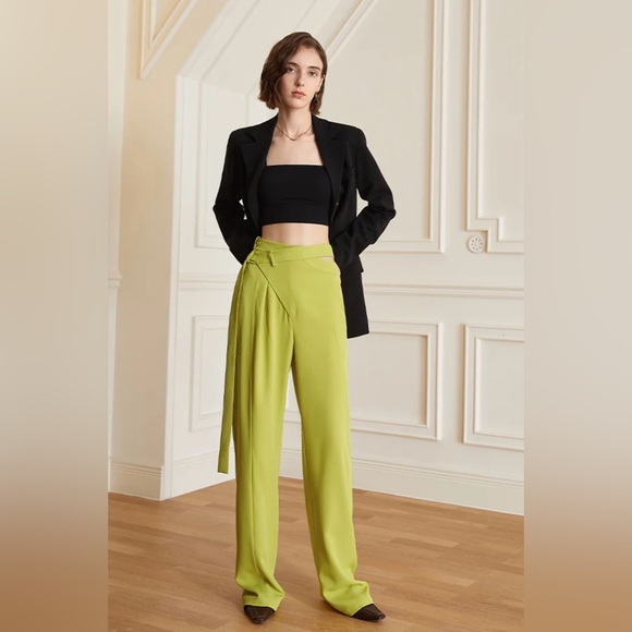 AEL Elegant Lime Green Women's Pants Size Large - Picture 1 of 13